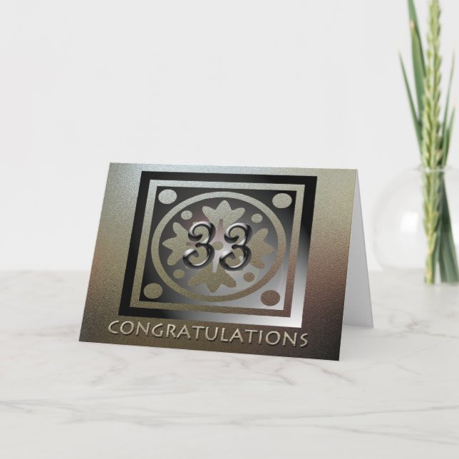 Employee 33rd Anniversary Elegant Golden Card (Front)