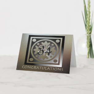 Employee 34th Anniversary Elegant Golden Card