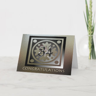 Employee 34th Anniversary Elegant Golden Card