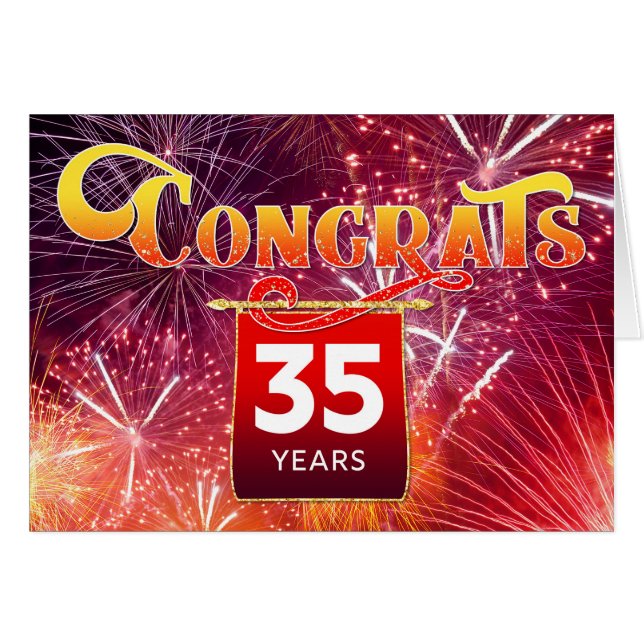 Employee 35th Anniversary - Celebration Fireworks Cards (Front Horizontal)