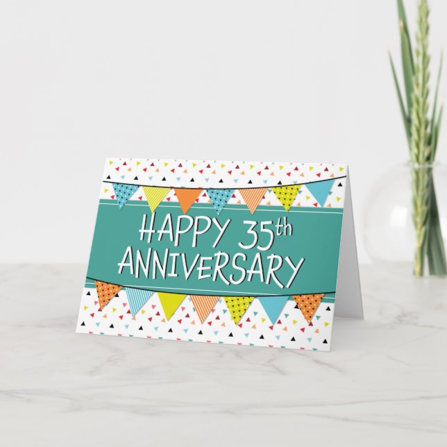 Employee 35th Anniversary Colorful Triangles Card (Front)