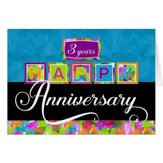 Employee 3rd Anniversary - Colorful Cards (Front Horizontal)