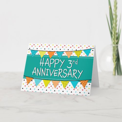 Employee 3rd Anniversary Colorful Triangles Card