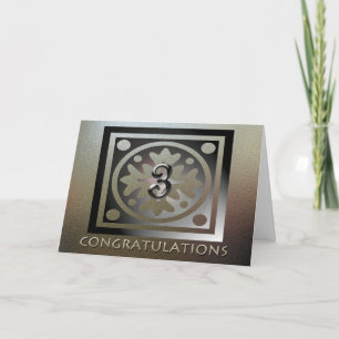 Employee 3rd Anniversary Elegant Golden Card