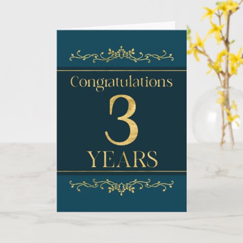 Employee 3rd Anniversary Stylish Formal Elegant Card