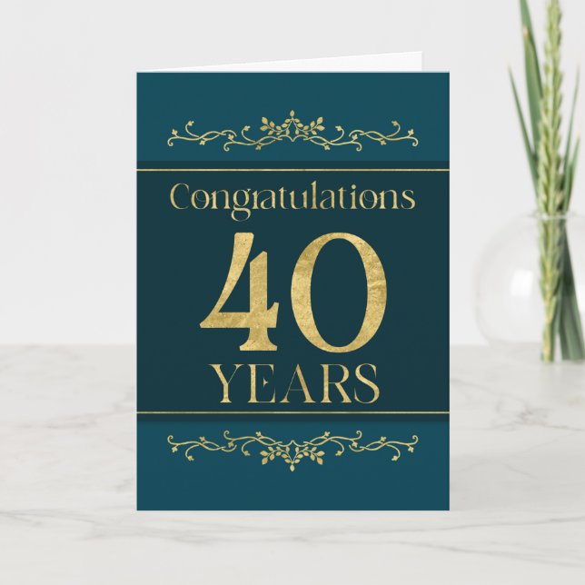 Employee 40th Anniversary Stylish Formal Elegant Card (Front)