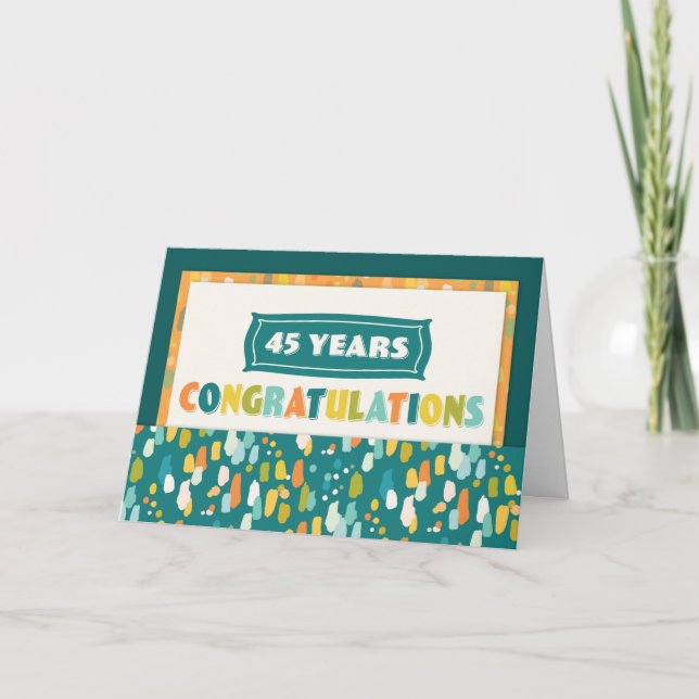 Employee 45th Anniversary Colorful Congratulations Card (Front)