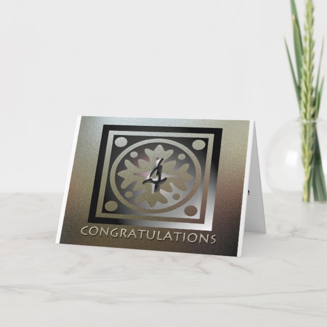 Employee 4th Anniversary Elegant Golden Card (Front)