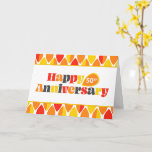 Employee 50th Anniversary Bright Colors Retro Card
