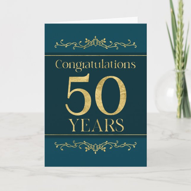 Employee 50th Anniversary Stylish Formal Elegant Card (Front)