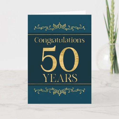 Employee 50th Anniversary Stylish Formal Elegant Card