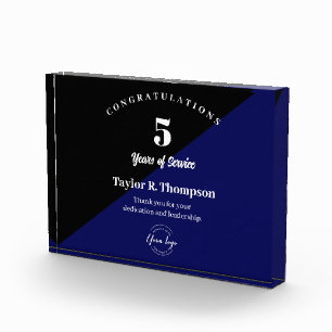 Employee 5 years of service Custom logo blue Acrylic Award
