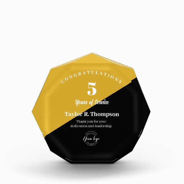 Employee 5 years of service Custom logo orange Acrylic Award (Front)