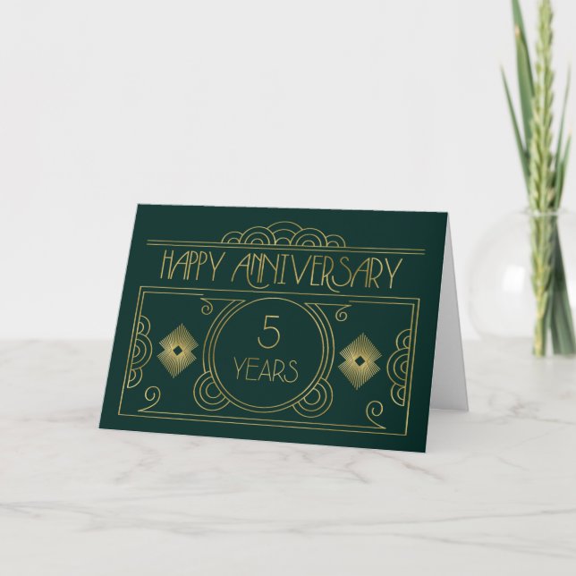 Employee 5th Anniversary Art Deco Card (Front)