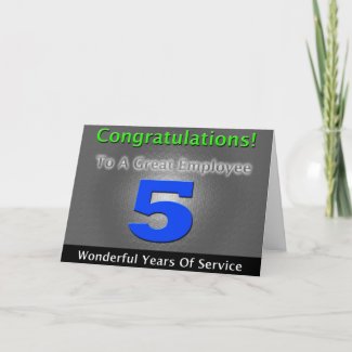 Employee 5th Anniversary Bold and Stylish Card