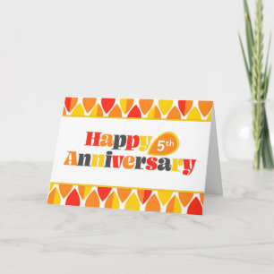 Employee 5th Anniversary Bright Colors Retro Card