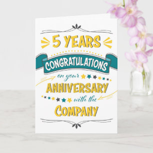 Employee 5th Anniversary Congratulations Word Art Card