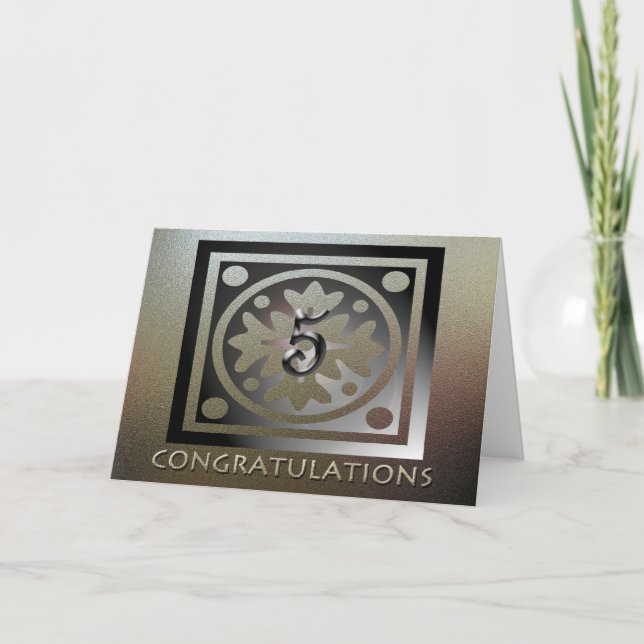 Employee 5th Anniversary Elegant Golden Card (Front)