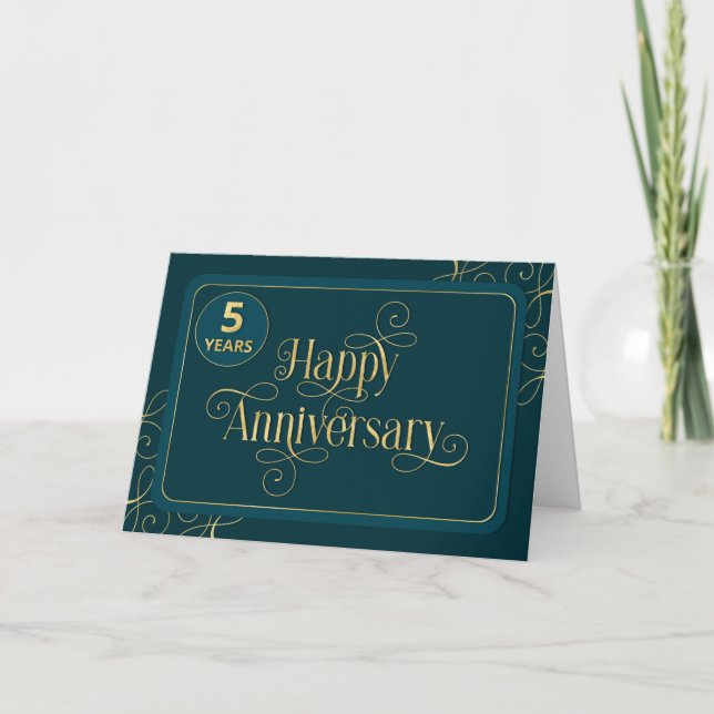Employee 5th Anniversary Elegant Jade Corporate Card (Front)