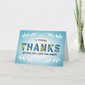 Employee 5th Anniversary Thanks Card