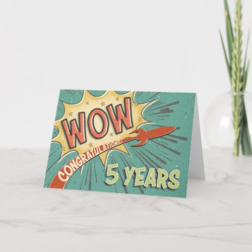 Employee 5th Anniversary Vintage Comic Book Style Card