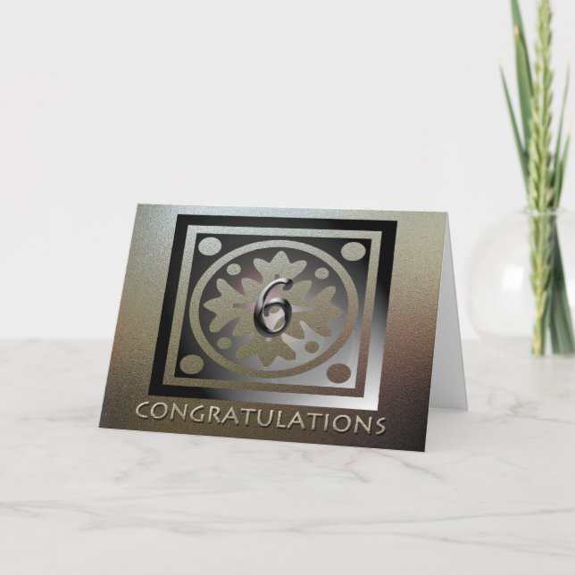 Employee 6th Anniversary Elegant Golden Card (Front)