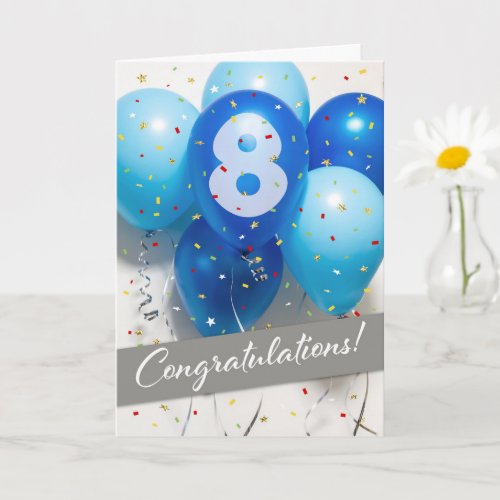 Employee 8th Anniversary Blue Balloons Card