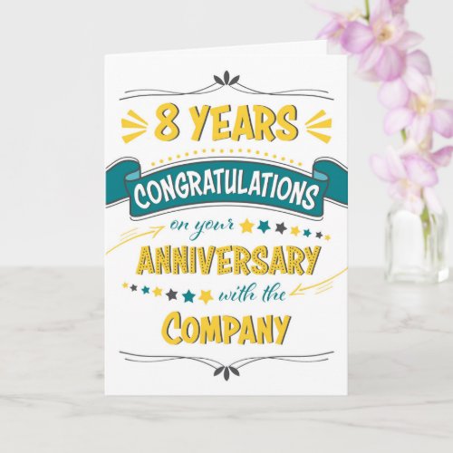 Employee 8th Anniversary Congratulations Word Art Card