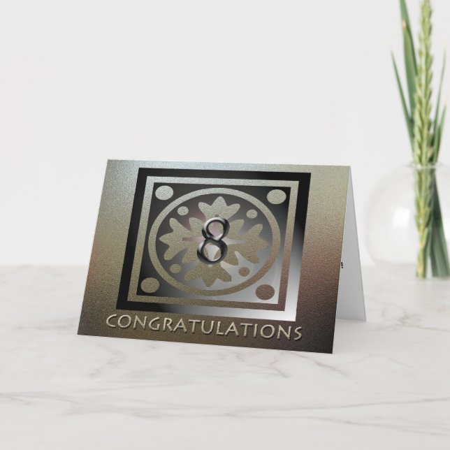 Employee 8th Anniversary Elegant Golden Card (Front)