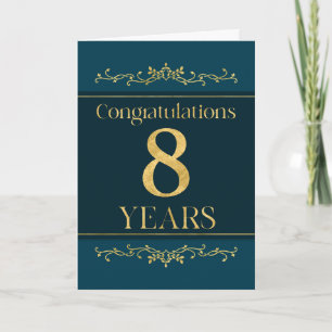 Employee 8th Anniversary Stylish Formal Elegant Card