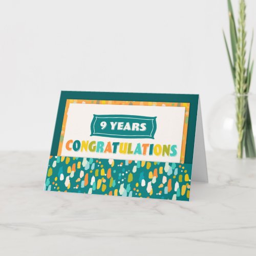 Employee 9th Anniversary Colorful Congratulations Card