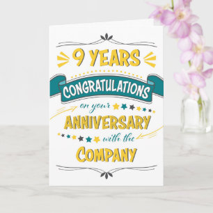Employee 9th Anniversary Congratulations Word Art Card