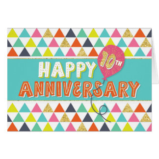 Employee Anniversary 10 Years - Colorful Pattern Card