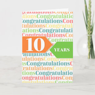 Employee Anniversary 10 Years Colorful Pattern Card