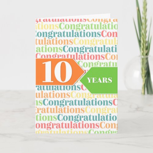Employee Anniversary 10 Years Colorful Pattern Card