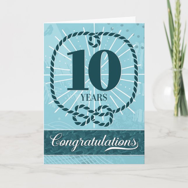 Employee Anniversary 10 Years - Nautical Theme Card (Front)
