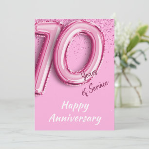 Employee Anniversary 10 Years Pink Balloon Card