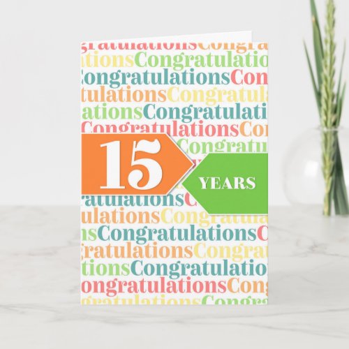 Employee Anniversary 15 Years Colorful Pattern Card