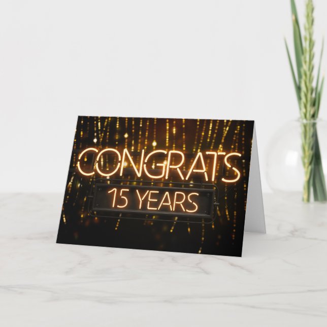 Employee Anniversary 15 Years - Neon Sign Card (Front)