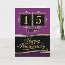 Employee Anniversary 15 Yrs Decorative Formal Plum Card