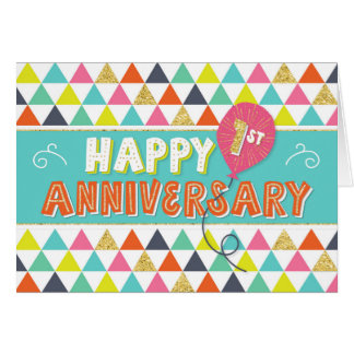 Employee Anniversary 1 Year - Colorful Pattern Card