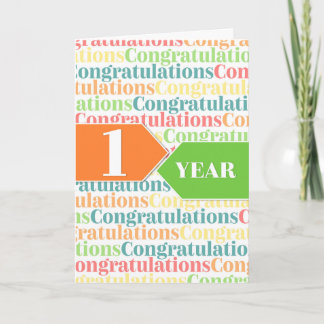 Employee Anniversary 1 Year Colorful Pattern Card