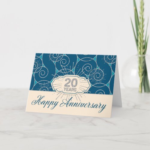 Employee Anniversary 20 Years _ Blue Swirls Card