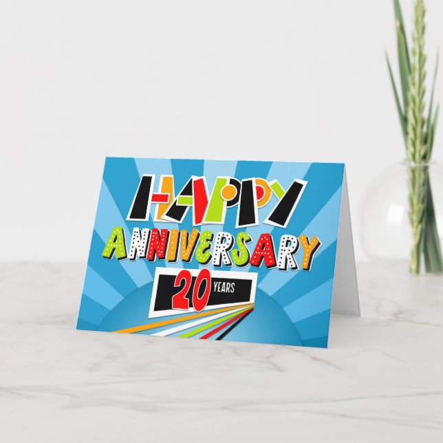Employee Anniversary 20 Years Bright Bold Fun Card (Front)