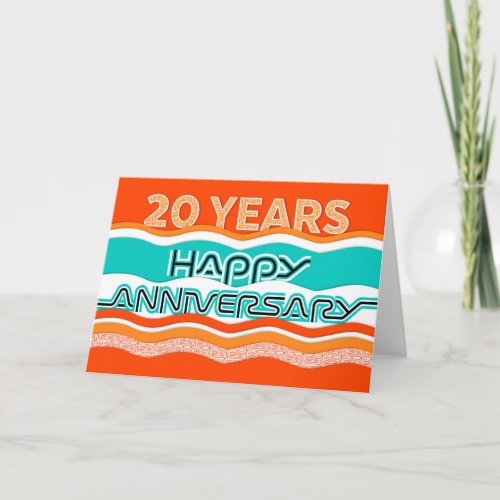 Employee Anniversary 20 Years Colorful Waves Card