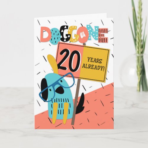 Employee Anniversary 20 Years Comic Dog Card
