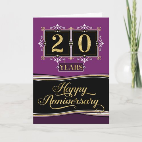 Employee Anniversary 20 Yrs Decorative Formal Plum Card