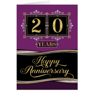 Employee Anniversary 20 Yrs Decorative Formal Plum Card