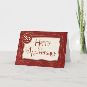 Employee Anniversary 35 Years - Text Swirls Damask Card