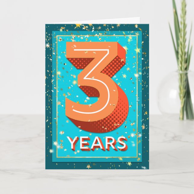 Employee Anniversary 3 Years - Bold Numbers Card (Front)